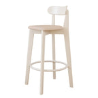 Tabouret de bar carré confortable en bois brun avec dossier