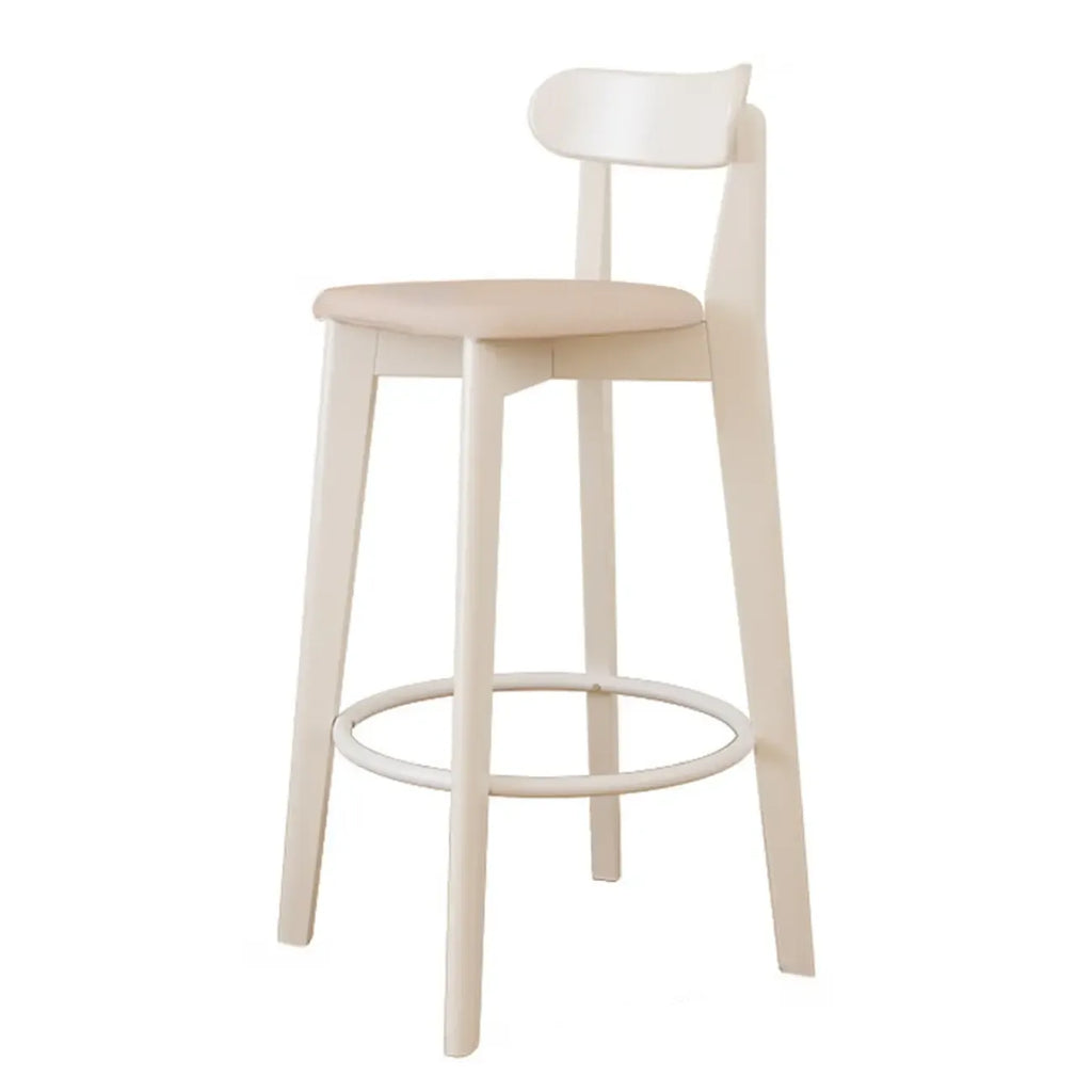 Tabouret de bar carré confortable en bois brun avec dossier