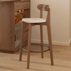 Tabouret de bar carré confortable en bois brun avec dossier