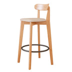 Tabouret de bar carré confortable en bois brun avec dossier