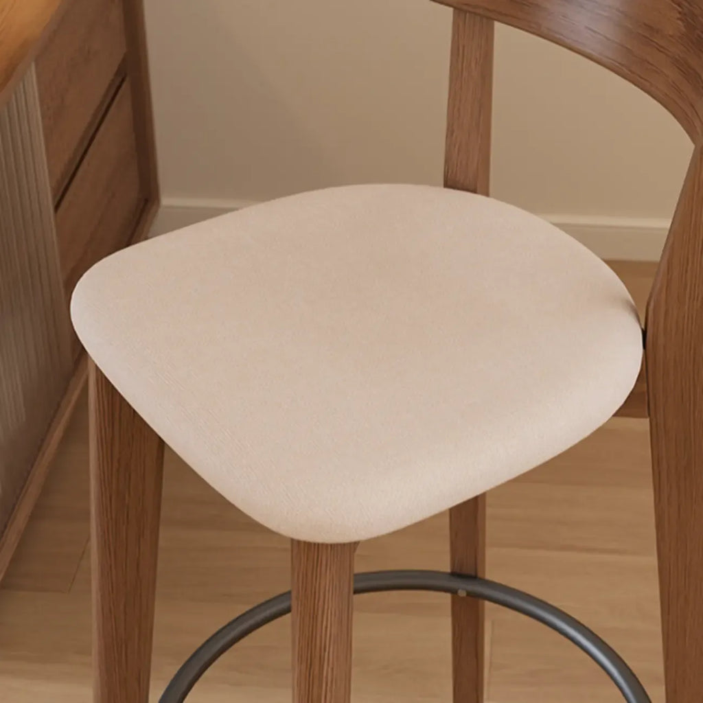 Tabouret de bar carré confortable en bois brun avec dossier