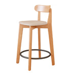 Tabouret de bar carré confortable en bois brun avec dossier