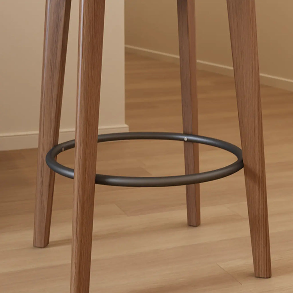 Tabouret de bar carré confortable en bois brun avec dossier
