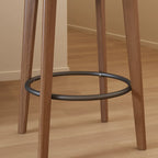 Tabouret de bar carré confortable en bois brun avec dossier
