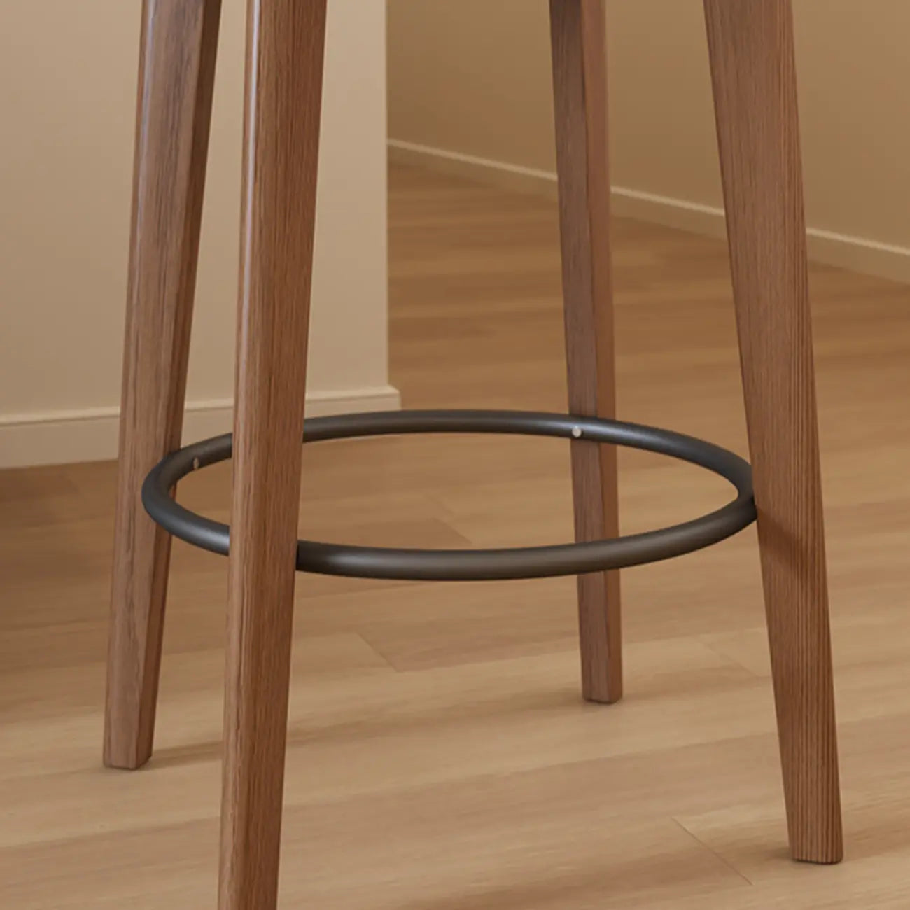 Tabouret de bar carré confortable en bois brun avec dossier