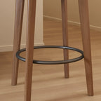 Tabouret de bar carré confortable en bois brun avec dossier