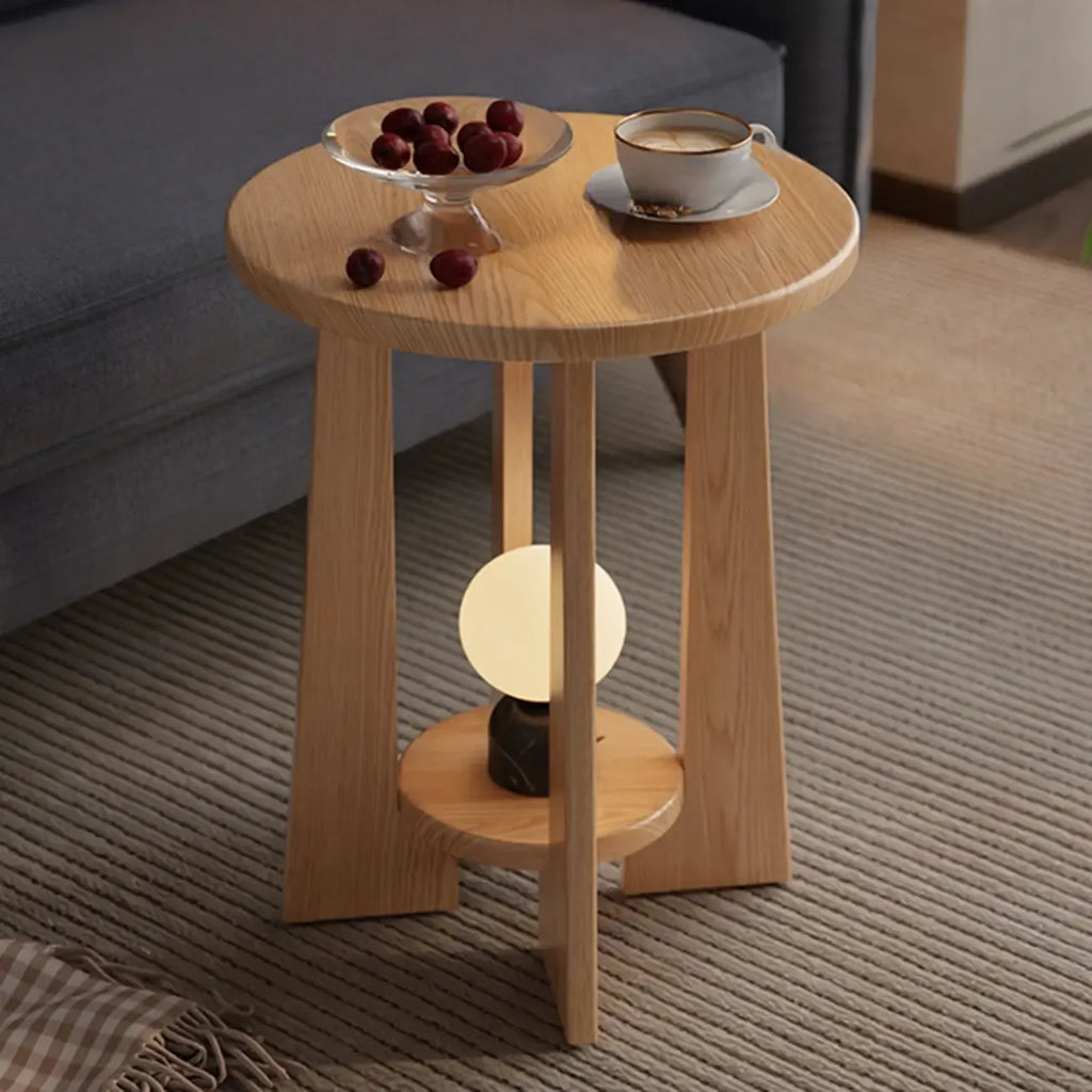 Petite table d'appoint ronde à pieds croisés en bois de noyer