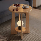 Petite table d'appoint ronde à pieds croisés en bois de noyer