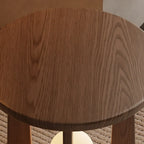 Petite table d'appoint ronde à pieds croisés en bois de noyer
