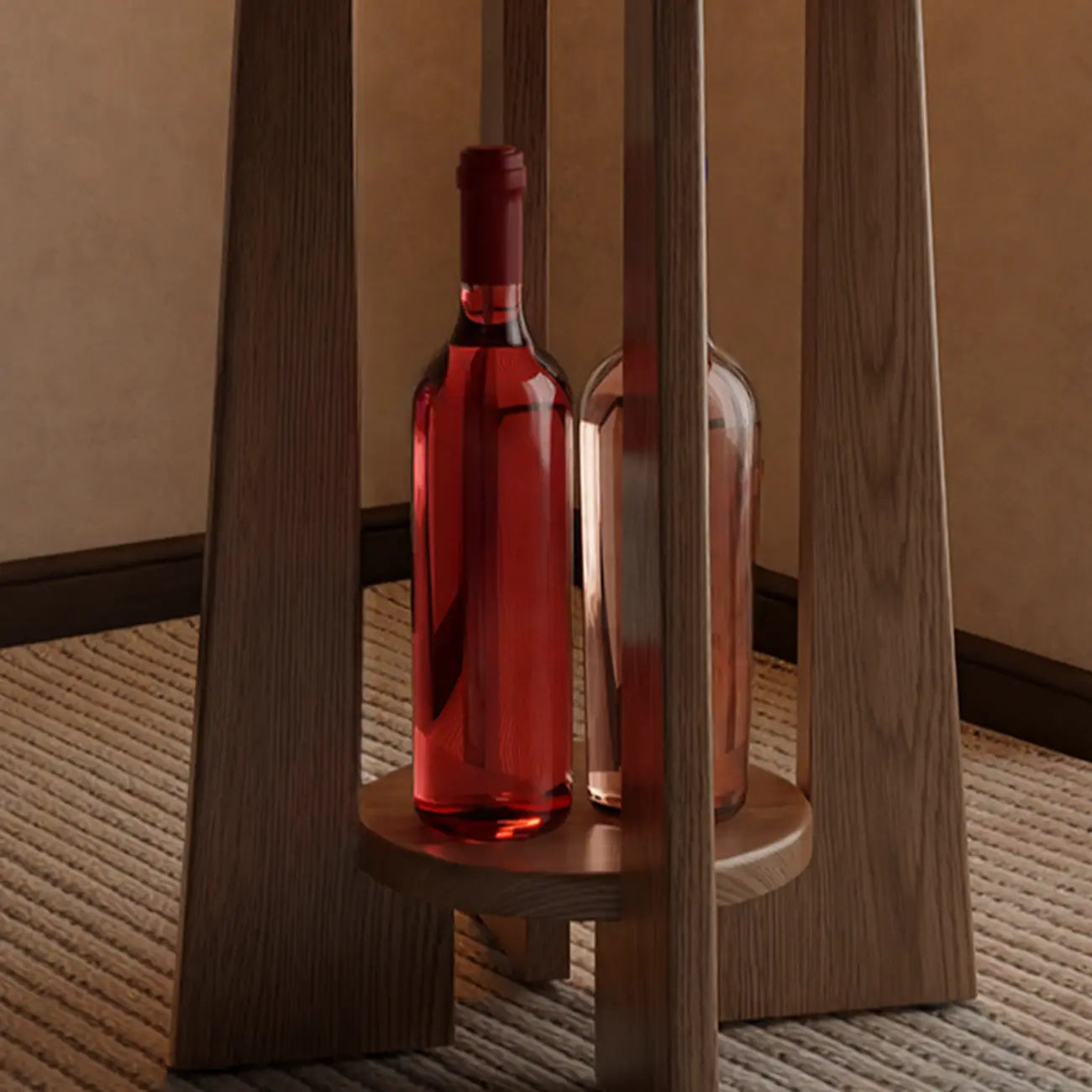 Petite table d'appoint ronde à pieds croisés en bois de noyer