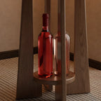 Petite table d'appoint ronde à pieds croisés en bois de noyer