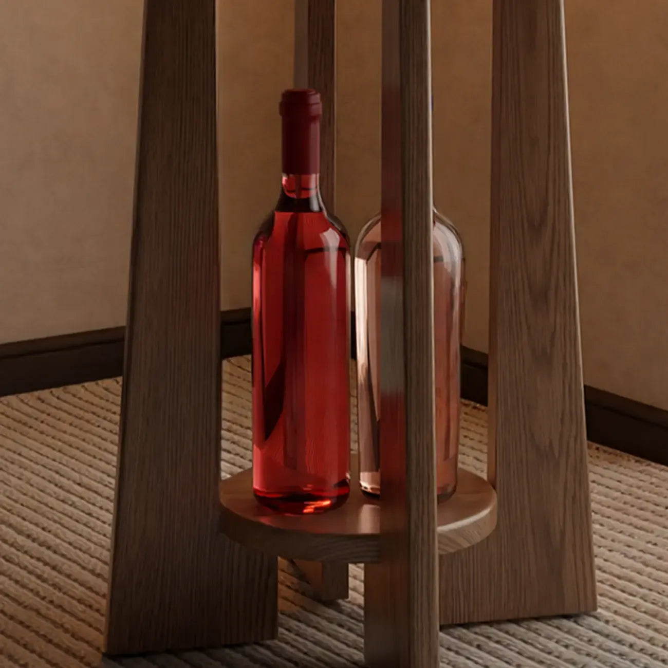 Petite table d'appoint ronde à pieds croisés en bois de noyer