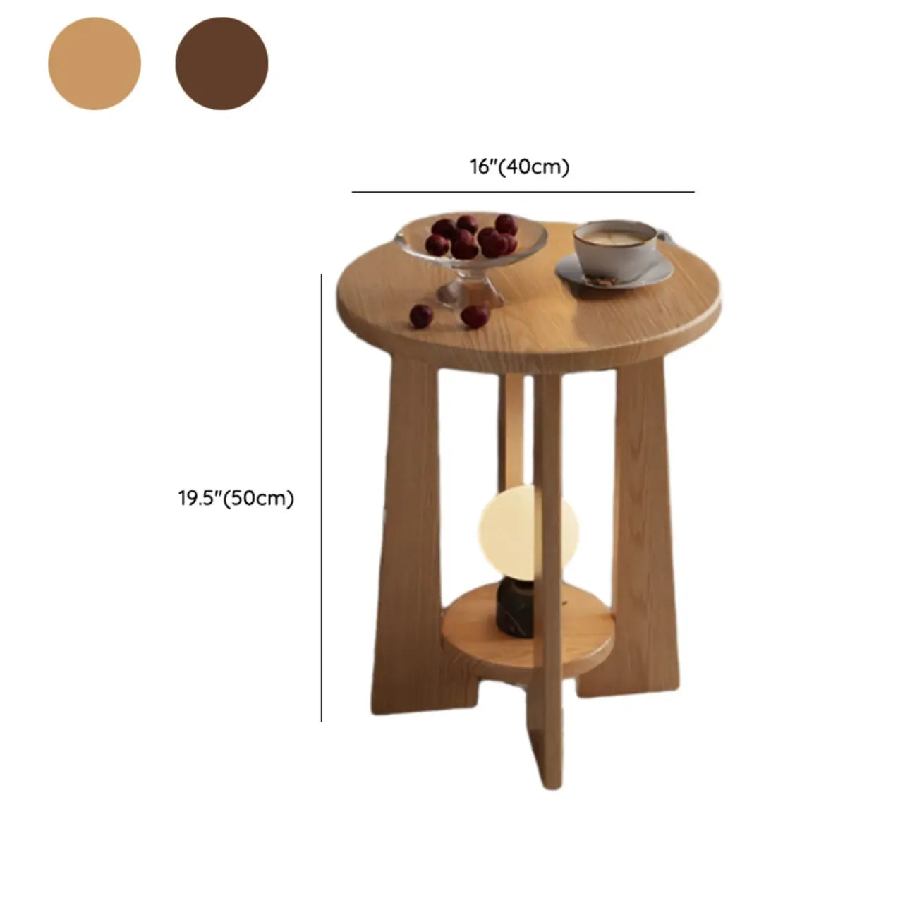 Petite table d'appoint ronde à pieds croisés en bois de noyer