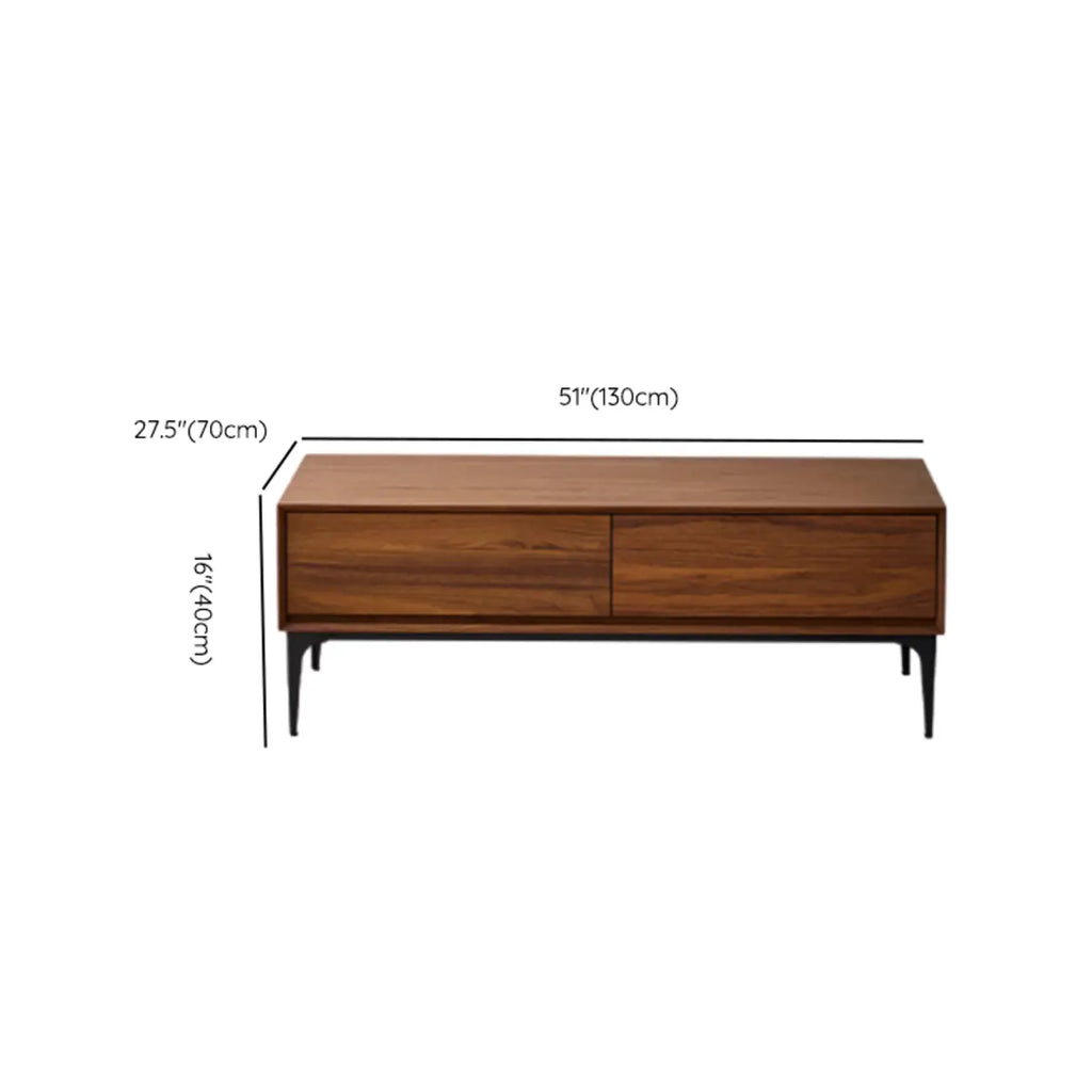 Grande table basse rectangulaire en bois marron imperméable à 4 tiroirs
