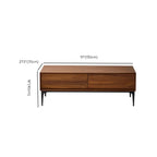 Grande table basse rectangulaire en bois marron imperméable à 4 tiroirs