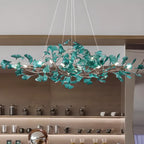 Lustre Art Déco moderne en acrylique ambré à motif floral et feuilles