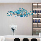 Lustre Art Déco moderne en acrylique ambré à motif floral et feuilles