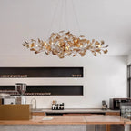 Lustre Art Déco moderne en acrylique ambré à motif floral et feuilles