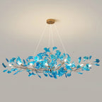 Lustre Art Déco moderne en acrylique ambré à motif floral et feuilles
