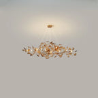 Lustre Art Déco moderne en acrylique ambré à motif floral et feuilles