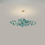 Lustre Art Déco moderne en acrylique ambré à motif floral et feuilles