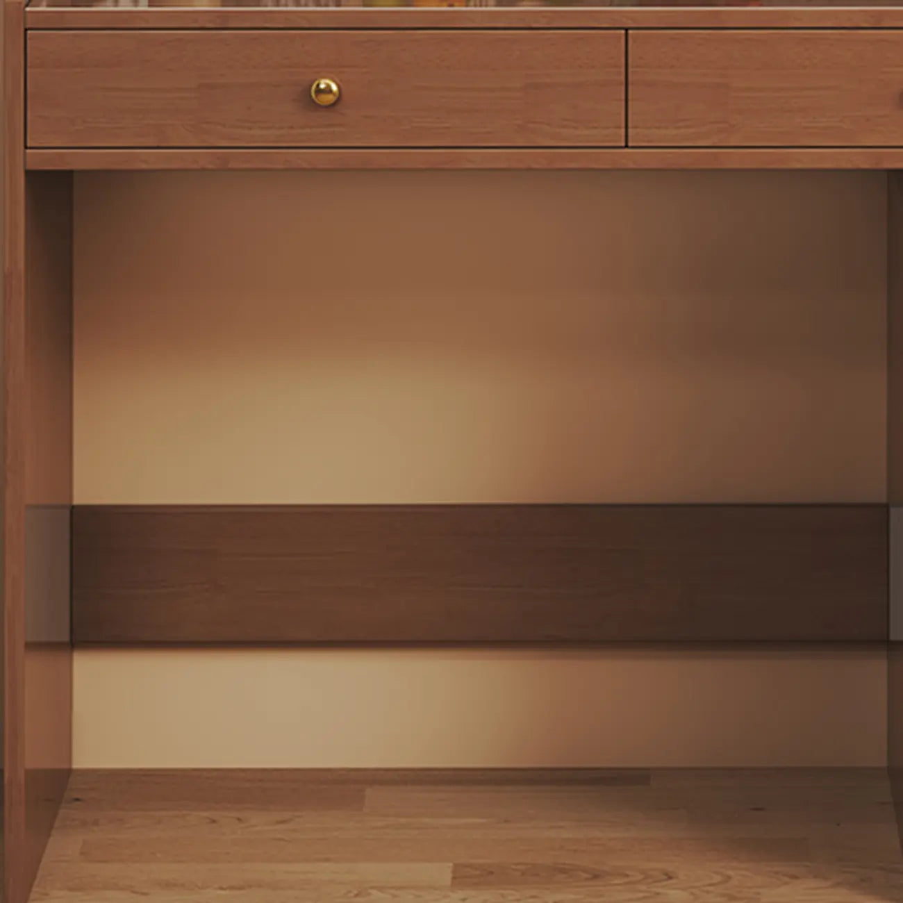 Mobiletto da Cucina in Legno Marrone a 2 Cassetti con Alzata