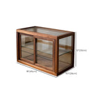 Vitrine minimaliste à deux niveaux en bois et verre pour table