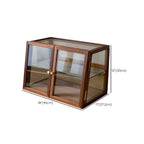 Vitrine minimaliste à deux niveaux en bois et verre pour table