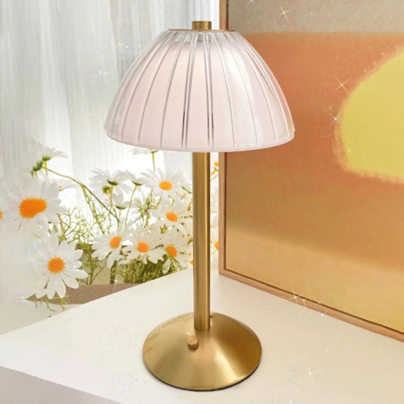 Lampe de table en cristal LED à intensité variable pour chambre à coucher