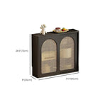 Buffet de cuisine en bois expresso et rotin noir avec porte
