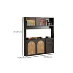 Buffet de cuisine en bois expresso et rotin noir avec porte