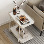 Table d'appoint pivotante rectangulaire moderne en pierre blanche en forme de C