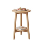 Table d'appoint compacte ronde en bois à 2 niveaux avec piètement trépied
