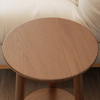 Table d'appoint compacte ronde en bois à 2 niveaux avec piètement trépied