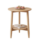 Table d'appoint compacte ronde en bois à 2 niveaux avec piètement trépied