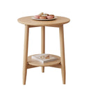 Table d'appoint compacte ronde en bois à 2 niveaux avec piètement trépied