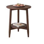 Table d'appoint compacte ronde en bois à 2 niveaux avec piètement trépied