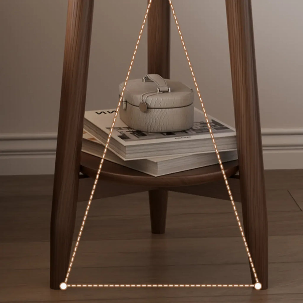 Table d'appoint compacte ronde en bois à 2 niveaux avec piètement trépied