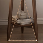 Table d'appoint compacte ronde en bois à 2 niveaux avec piètement trépied