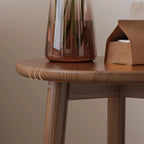 Table d'appoint compacte ronde en bois à 2 niveaux avec piètement trépied
