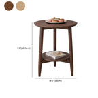 Table d'appoint compacte ronde en bois à 2 niveaux avec piètement trépied