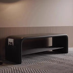 Banc de chambre minimaliste long en cuir rembourré avec rangement