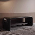 Banc de chambre minimaliste long en cuir rembourré avec rangement