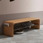 Banc de chambre minimaliste long en cuir rembourré avec rangement