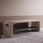Banc de chambre minimaliste long en cuir rembourré avec rangement