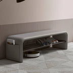 Banc de chambre minimaliste long en cuir rembourré avec rangement