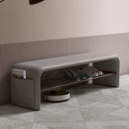 Banc de chambre minimaliste long en cuir rembourré avec rangement