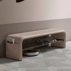 Banc de chambre minimaliste long en cuir rembourré avec rangement