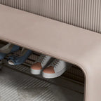 Banc de chambre minimaliste long en cuir rembourré avec rangement