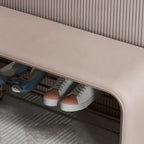 Banc de chambre minimaliste long en cuir rembourré avec rangement